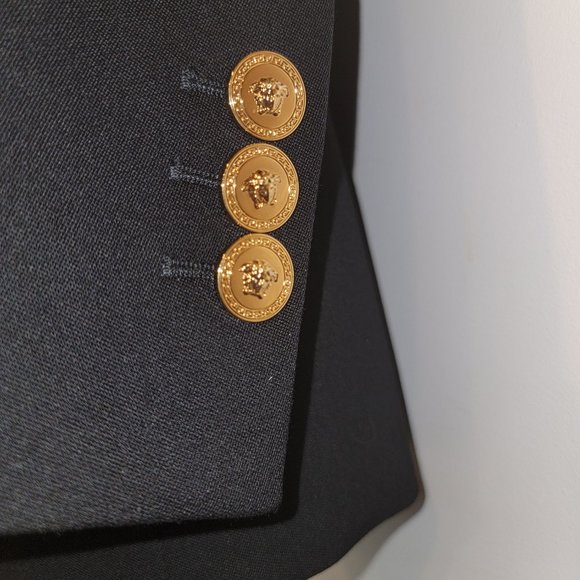 Authentic Versace Medusa Single Breasted Wool Blazer, Black, Silk Lined, Size 46 - Picture 10 of 11